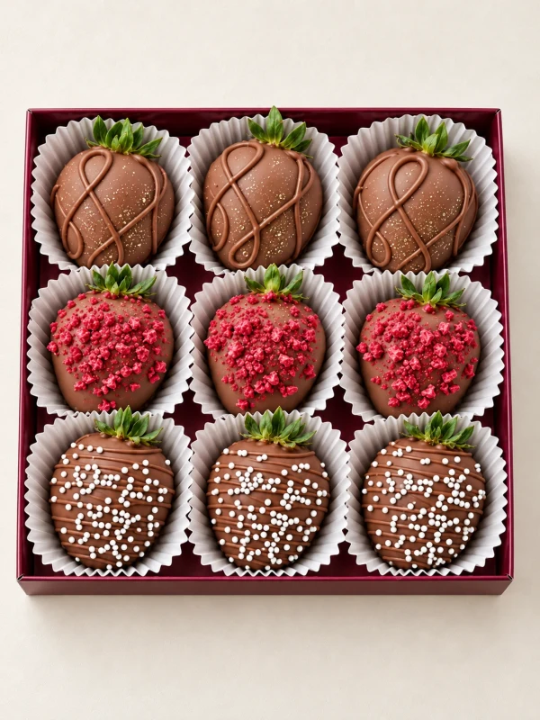 Клубничный бокс "Choco" — «Клубничный бокс Choco» — клубничный бокс Dolce Sweets из 9 ягод клубники в молочном шоколаде.